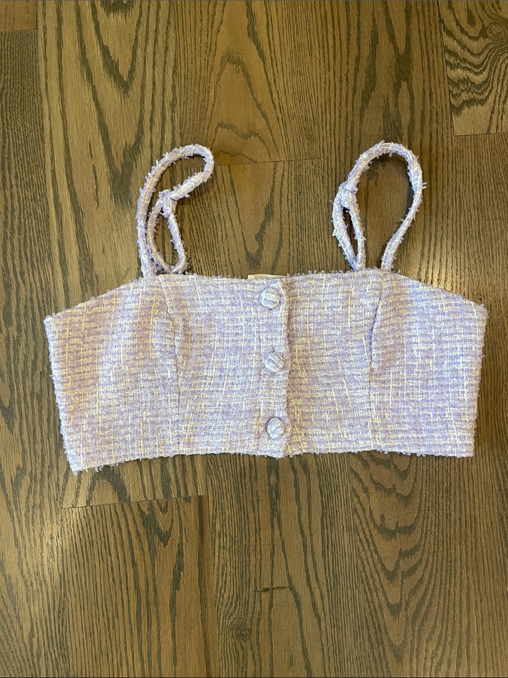 Women’s Storia Tweed Crop Top in Light Lavender, Size Small